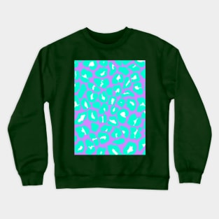 Textured Leopard Print Pattern in Mint Green, Purple and White Crewneck Sweatshirt